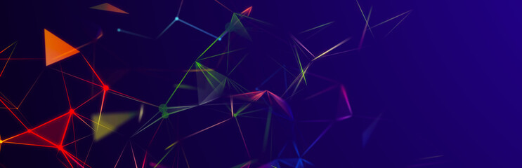 Leinwandbilder - Polygonal background with dots and lines. Network connection structure. Science and technology. 3d