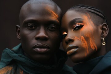 Elegant African man in traditional clothes with a vibrant orange headwrap