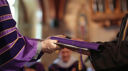 Wall Mural - University Commencement, Degree Handoff in Traditional Ceremony