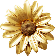 Wall Mural - sunflower made of gold,golden sunflower isolated on white or transparent background,transparency 