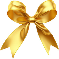 Wall Mural - golden ribbon bow,bow made of golden satin isolated on white or transparent background,transparency 