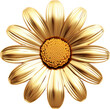golden daisy,daisy flower made of gold isolated on white or transparent background,transparency 