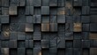 Explore the artistry of abstract wooden 3D cubes stacked against a black wood texture backdrop. Ai Generated.