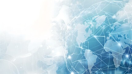Aufkleber - Global Connectivity Concept with Digital Network and Earth Representation in a Delicate Blue Tone. Suitable for Technology and Business Themes. AI