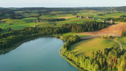 Wall Mural - lake in the forest aerial view