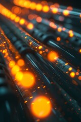 Leinwandbilder - Abstract digital background from rounded colored lines. Information flow space. Big data visualization.