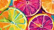 Pop art inspired citrus fruit slices with bold outlines and colors