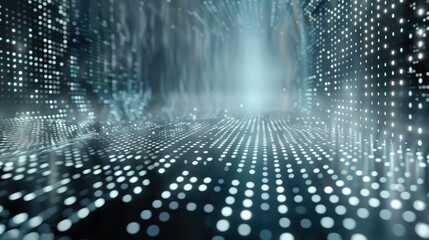 Poster - Binary code and AI algorithms run in the background of an abstract digital background. Generative AI.