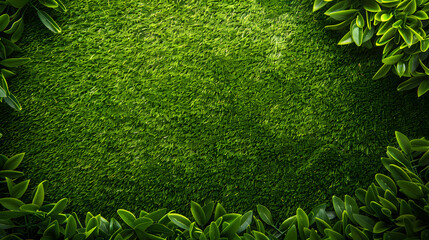 Wall Mural - Framework with green grass top view background