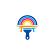 Colorful Rainbow Paint Brush Logo Vector Design