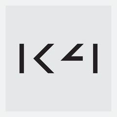 Poster - K4 - logo. A stylish combination of the letter K and the number four. K and 4 - logotype.