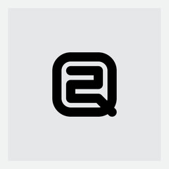 Poster - q2 - minimal elegant logo. trendy logo. 2q - logotype or icon. logo based on letters q and number 2 