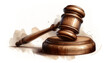Illustration of a wooden gavel on a stand, depicting justice and law, suitable for concepts related to Law Day or legal proceedings