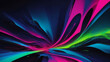 Vivid abstract background featuring a gradient of electric blue, neon green, and vibrant pink shades, contrasted by dark elements.
