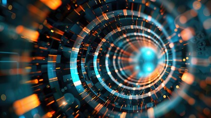 Technology background with programming code. Programming html code, abstract technology background of software developer, computer script programming,A digital interface with a bright light center. 