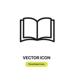 Fototapete - Book icon vector. Linear-style sign for mobile concept and web design. Book symbol illustration. Pixel vector graphics - Vector.