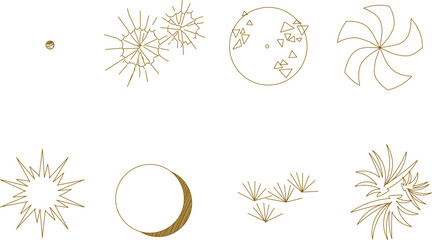 Vector sketch illustration of the design of trees and plants with branches seen from above to complete the architectural layout and site plan drawings