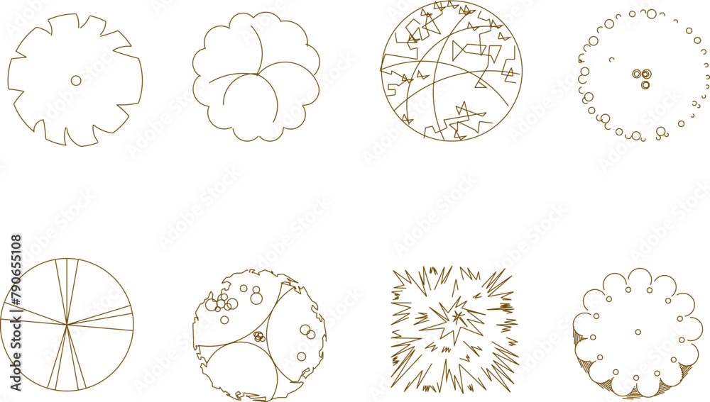 Tree Layout Layout Vector sketch illustration of tree and plant designs seen from above to ...