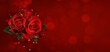 Red rose flowers and confetti in a floral arrangement on holiday background