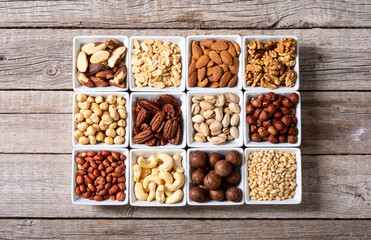 Wall Mural - Mix of nuts in bowl . Food background