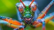 Colorful insect with elongated face