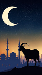 Wall Mural - Happy Eid Al Adha Mubarak celebration poster or banner template 