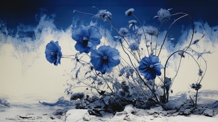 Wall Mural - flowers in the snow