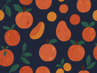 Wall Mural - Orange seamless pattern on dark blue background