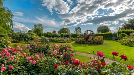 Colourful roses  and beautiful sky