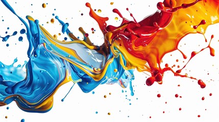 Canvas Print - Mix color liquid splashes, swirl and waves with scatter drops. paint, oil or ink splashing dynamic motion