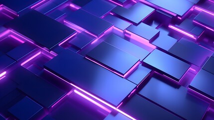 Wall Mural - 
3d rendering of purple and blue abstract geometric background. Scene for advertising, technology, showcase, banner, game, sport, cosmetic, business, metaverse. Sci-Fi Illustration. Product display