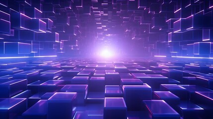 
3d rendering of purple and blue abstract geometric background. Scene for advertising, technology, showcase, banner, game, sport, cosmetic, business, metaverse. Sci-Fi Illustration. Product display