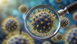 Close up Viral Insight: Detailed Visualization of Microscopic Virus Particles Under the Lens background