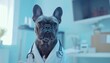 Veterinarian french bulldog in clinic