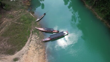Wall Mural - Aerial view of Khao Sok national park, in Cheow lan lake, Surat Thani, Thailand