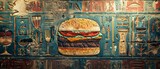 Hieroglyph wall modern food satire