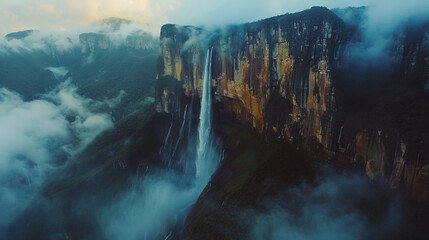 Wall Mural - amazing natural beauty Angel Falls, Venezuela with different shooting and angles