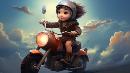 Sticker - girl on motorcycle