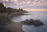 Fototapeta Boho - Serene Seascape at Twilight in Llança, Catalonia