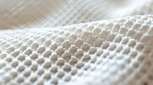 Close-up View Of The Weaving Mesh Structure. White And Gray, Rough Surface