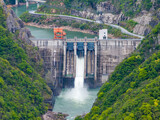 Fototapeta Miasto - Aerial photography of hydropower station
