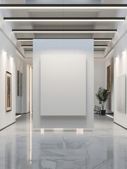Poster - A Serene Masterpiece: Elegant Canvas Illuminated in Gallery Space