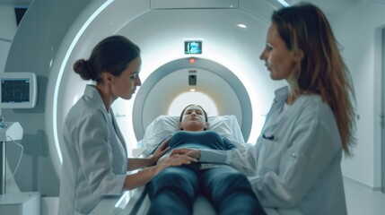 Aufkleber - The women are likely medical professionals attending to the patient