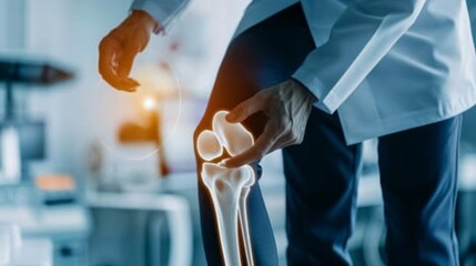 Aufkleber - A doctor is holding a knee in a hospital room