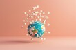 Earth globe with sugar cubes. AI generative art