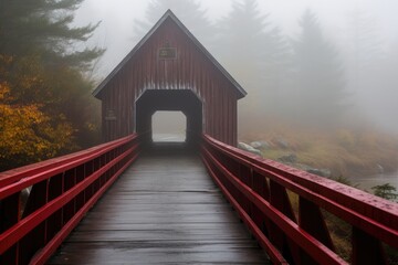 Wall Mural - An ominous fog-covered bridge.