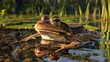 High quality image of a male frog swimming in a river
