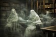 Ghostly apparitions in an ancient library.