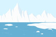 Polar landscape with iceberg and glacier
