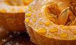 Pumpkin fruit banner with water drops, generated ai
